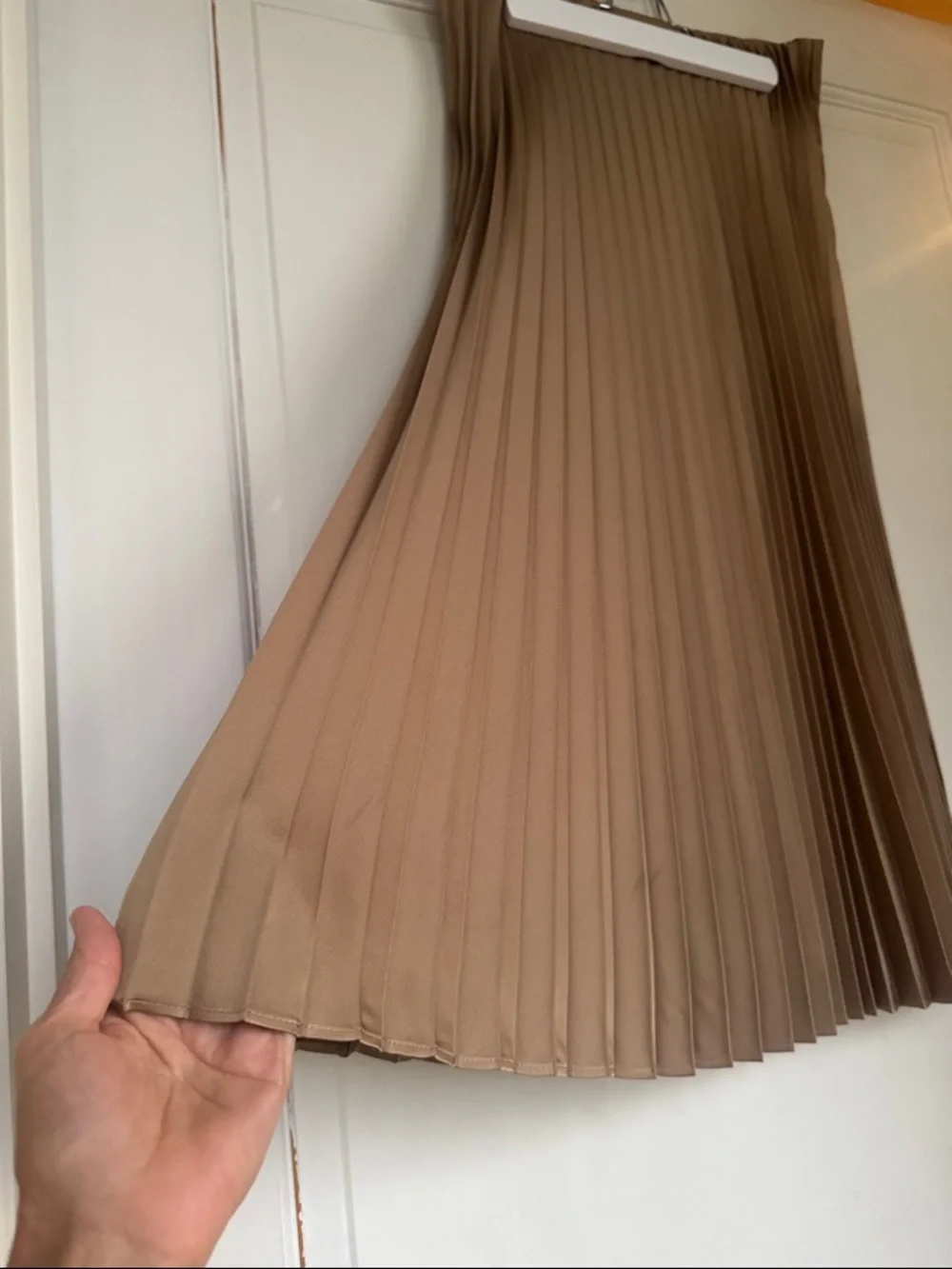 New With Tag J Crew Pleated Silky Midi Skirt in Camel